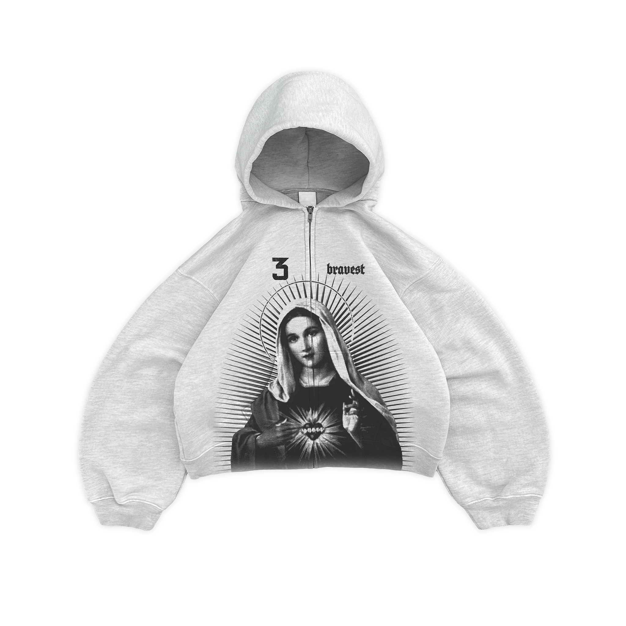 Grey Mary Zip Up Hoodie (UPGRADED) – Bravest Studios