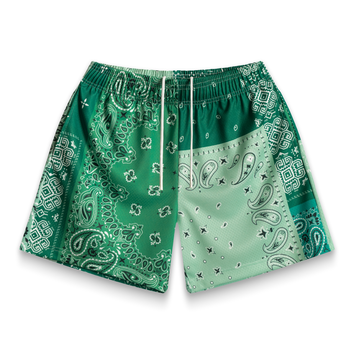 Green Patchwork Paisley Shorts