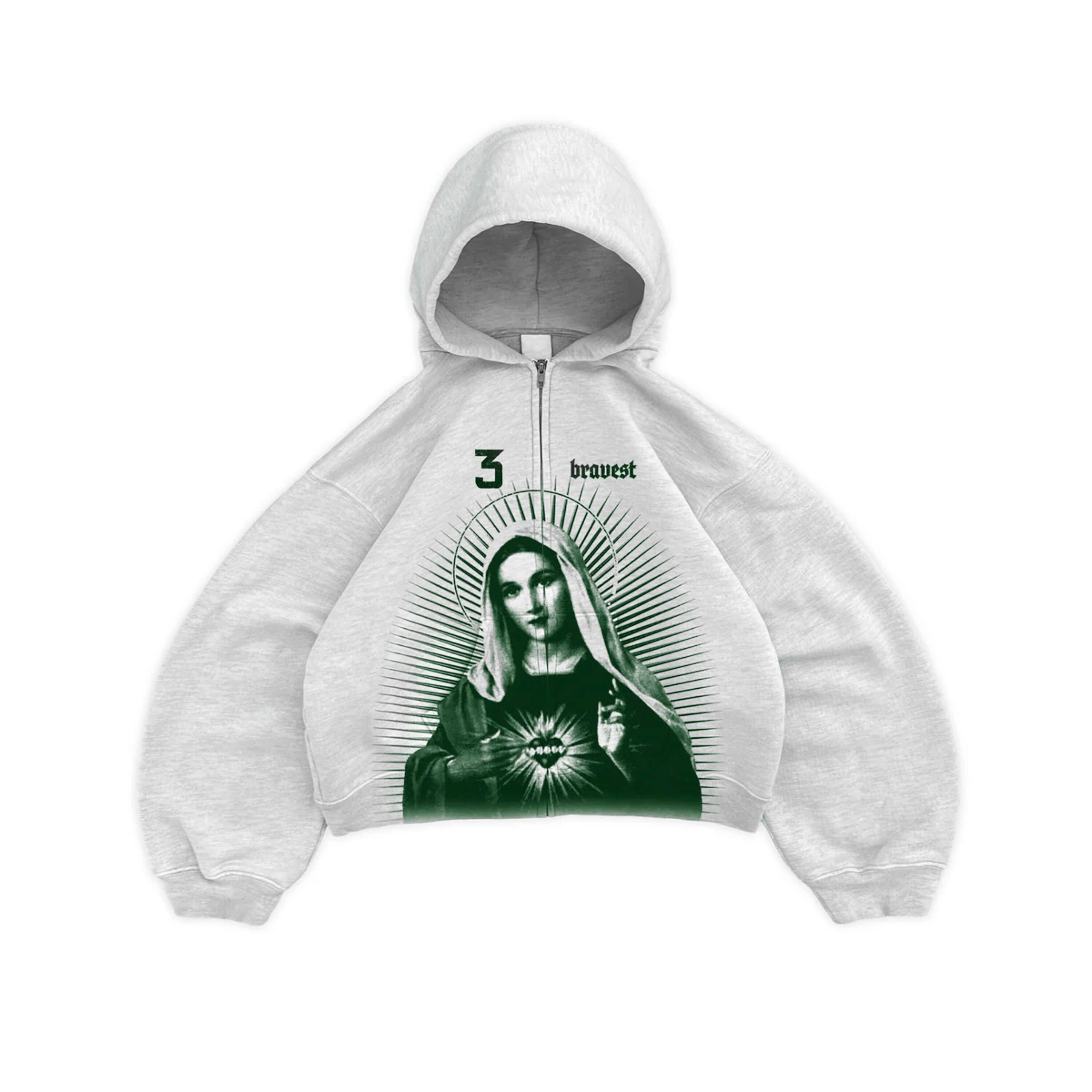 Grey Mary Zip Up Hoodie (UPGRADED) – Bravest Studios