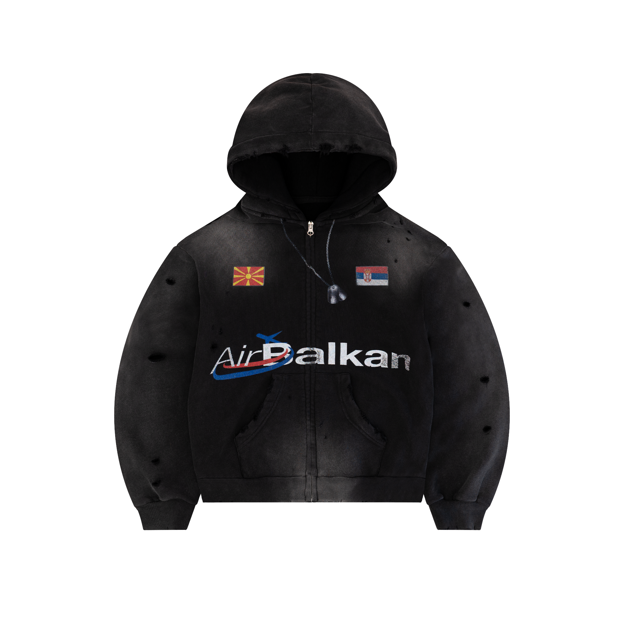 Balkan Zip Hoodie Vintage Black – Bravest Studios