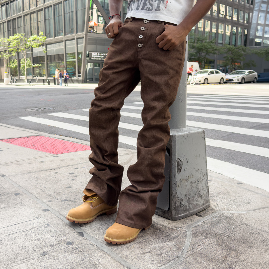 Brown Raw Flare Denim – Bravest Studios