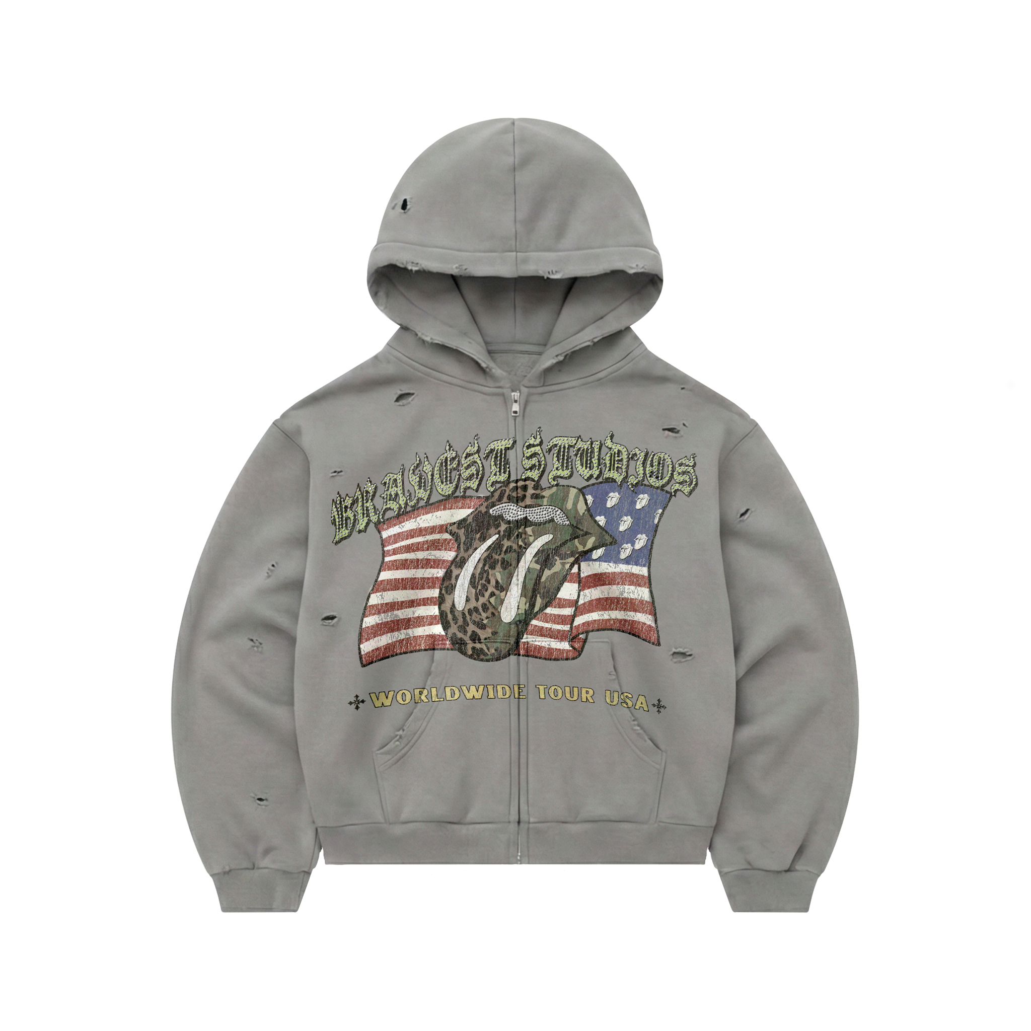 Grey Tour Zip Hoodie – Bravest Studios
