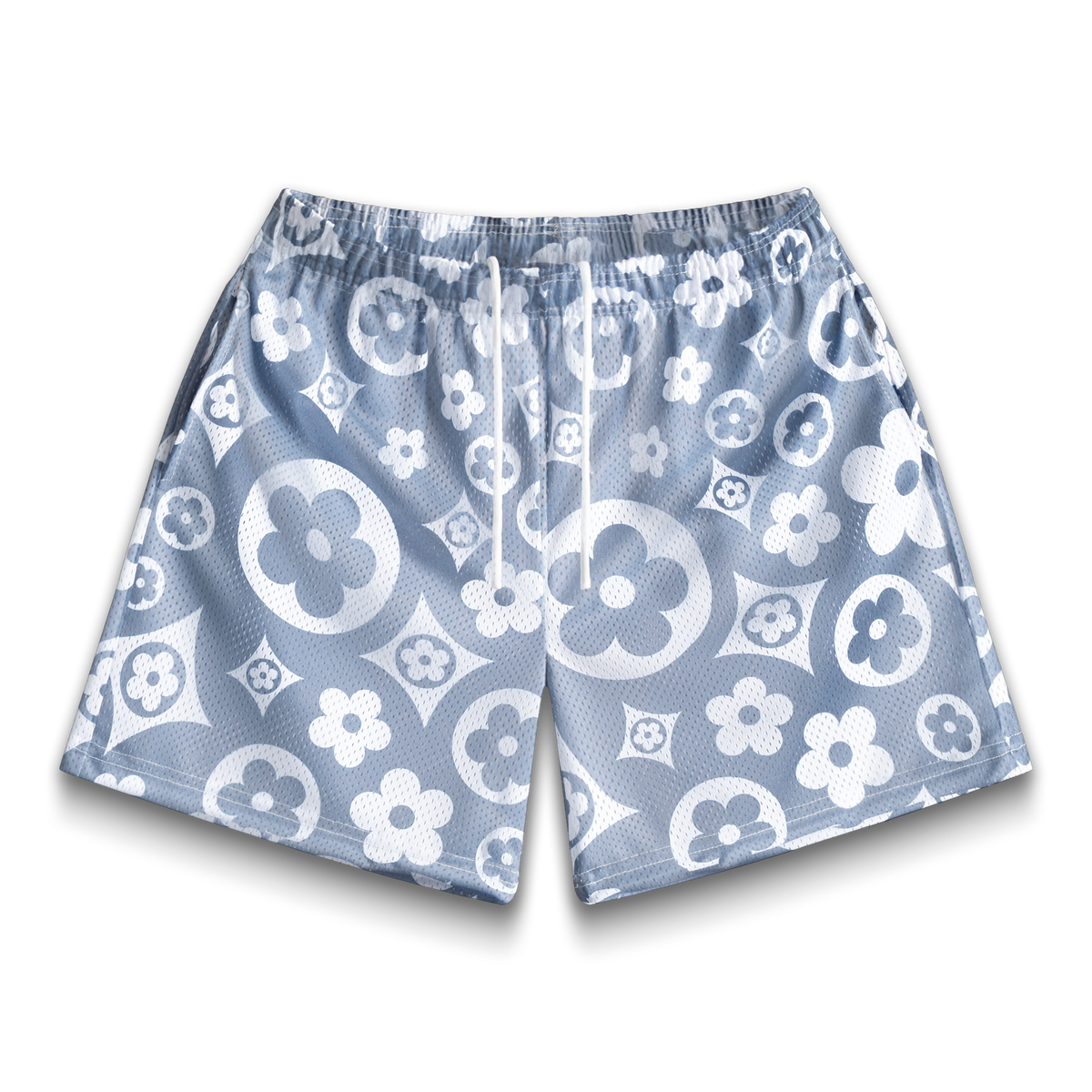 Grey Flower Shorts
