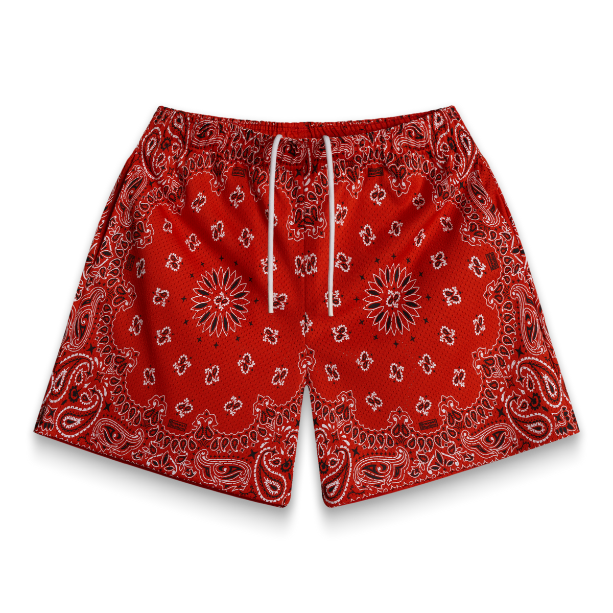 Screenprinted Paisley Two-Tone Red Shorts