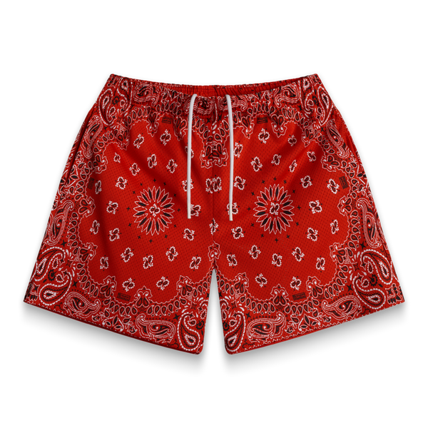 Screenprinted Paisley Two-Tone Red Shorts – Bravest Studios