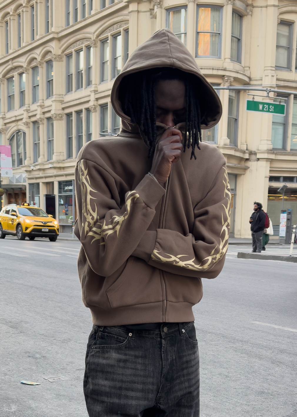 Brown Tribal Zip Up Hoodie