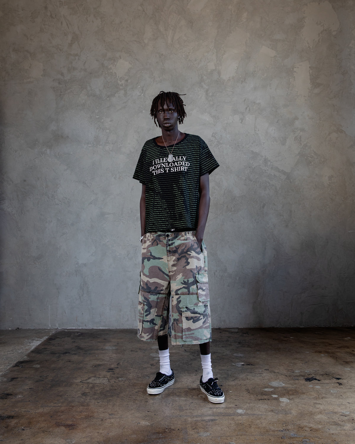 Green Camo Baggy Cargo Shorts