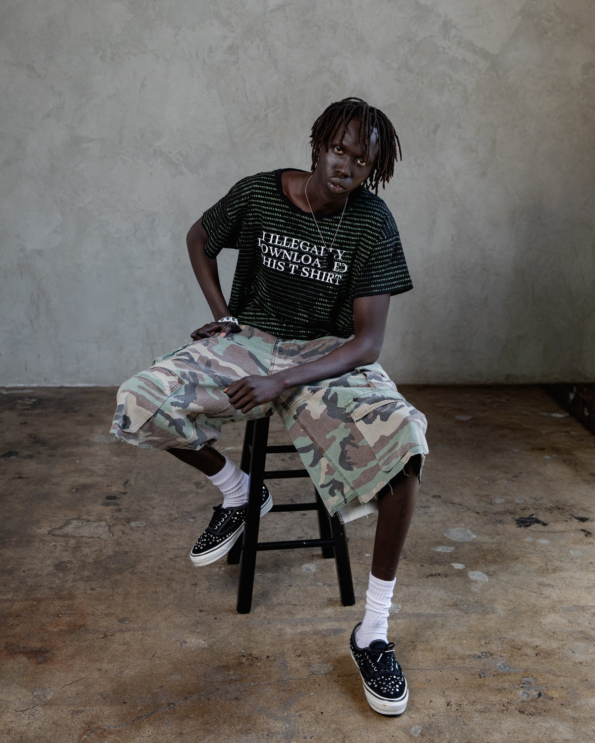 Green Camo Baggy Cargo Shorts