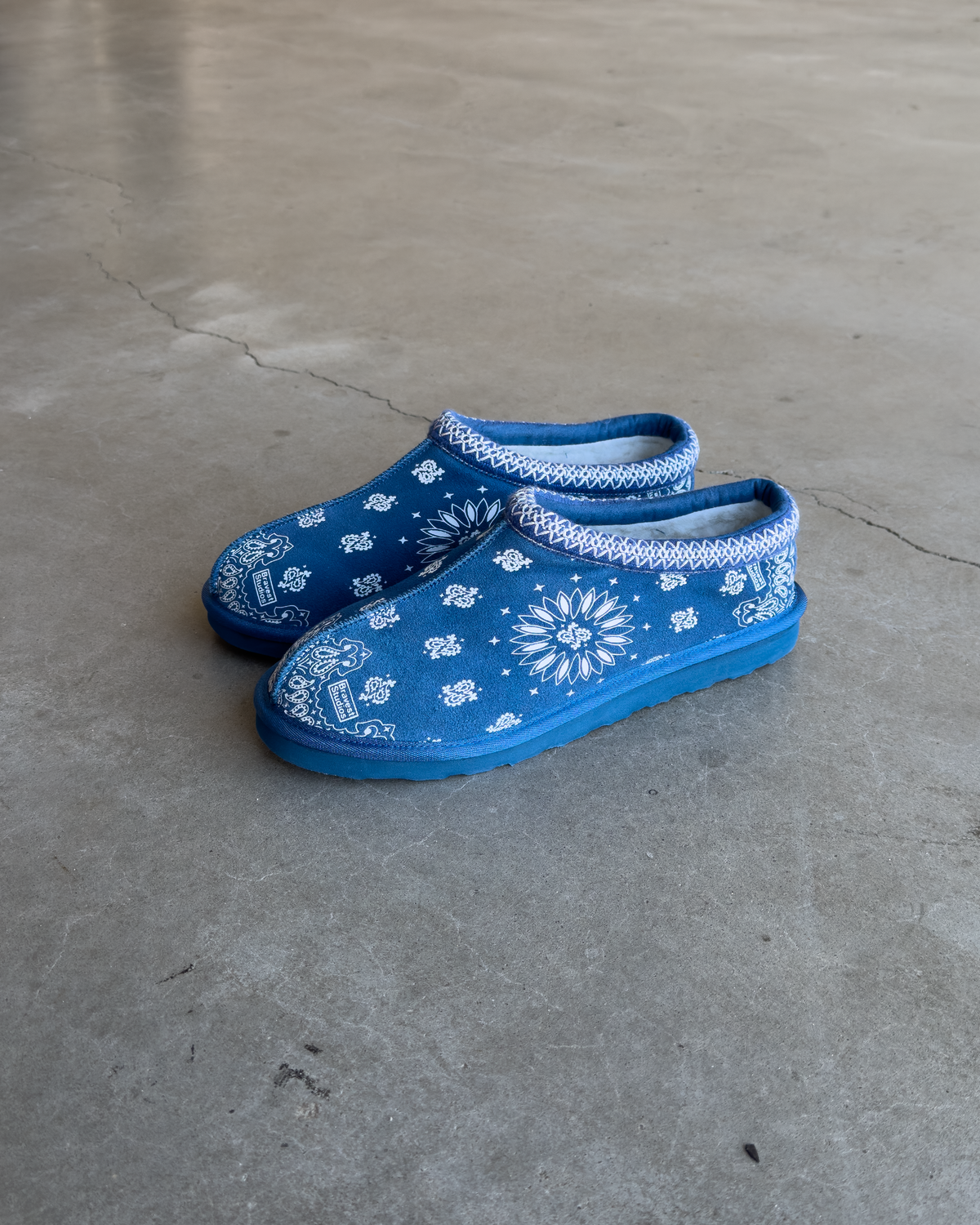 Blue Paisley Slippers