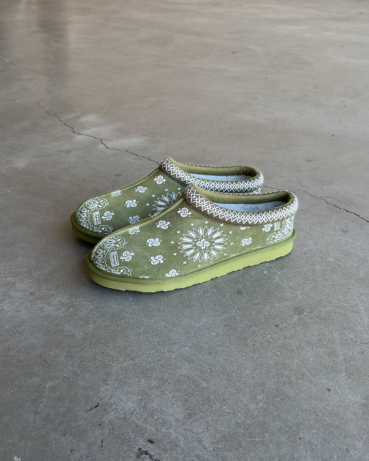 Olive Paisley Slippers