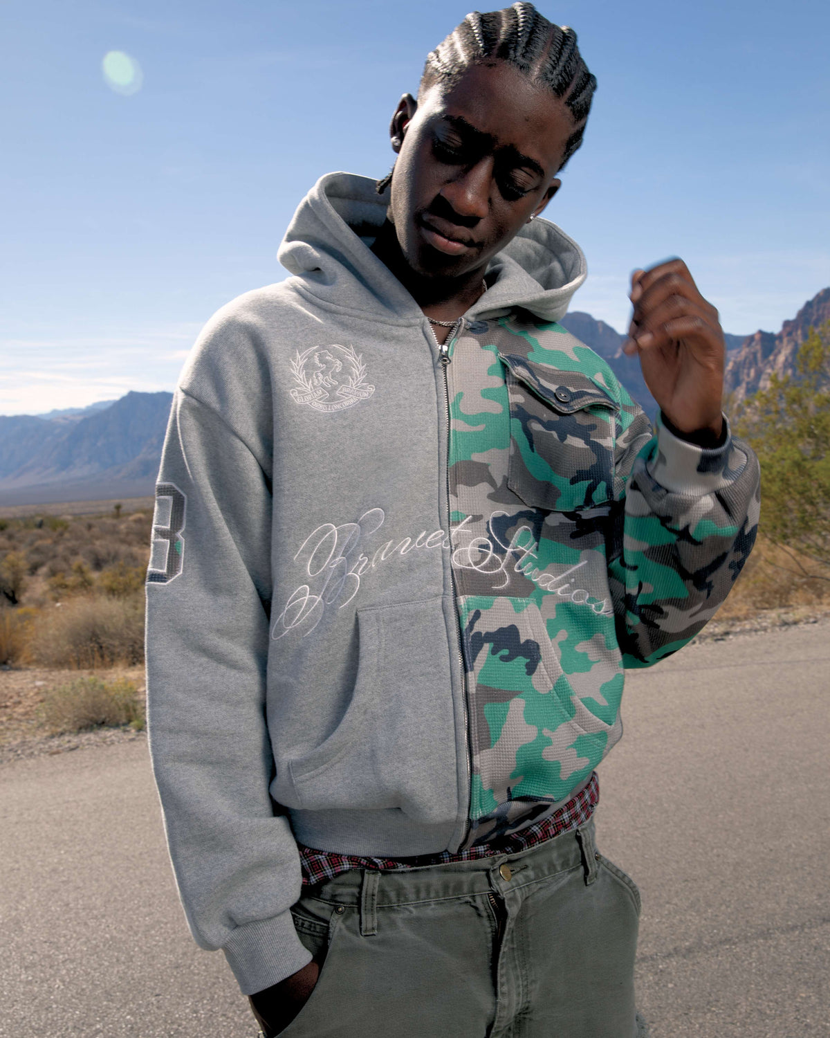 Half Camo Zip Hoodie