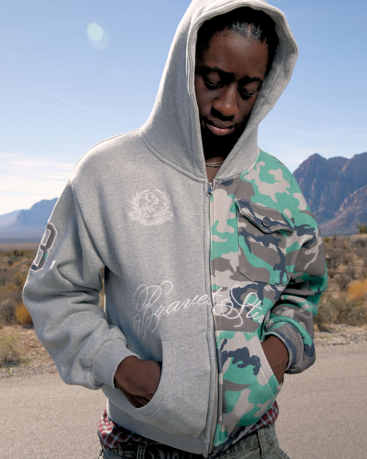 Half Camo Zip Hoodie