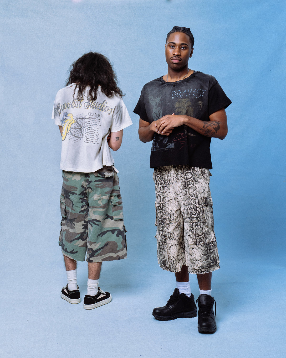 White Snake Baggy Cargo Shorts