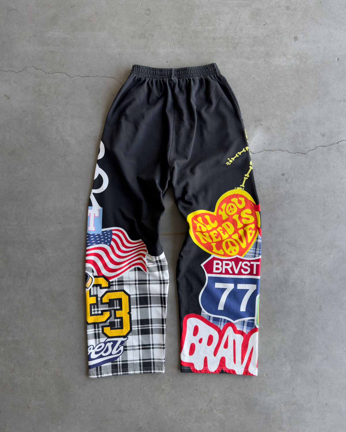 Black Patchwork Baggy Sweatpants