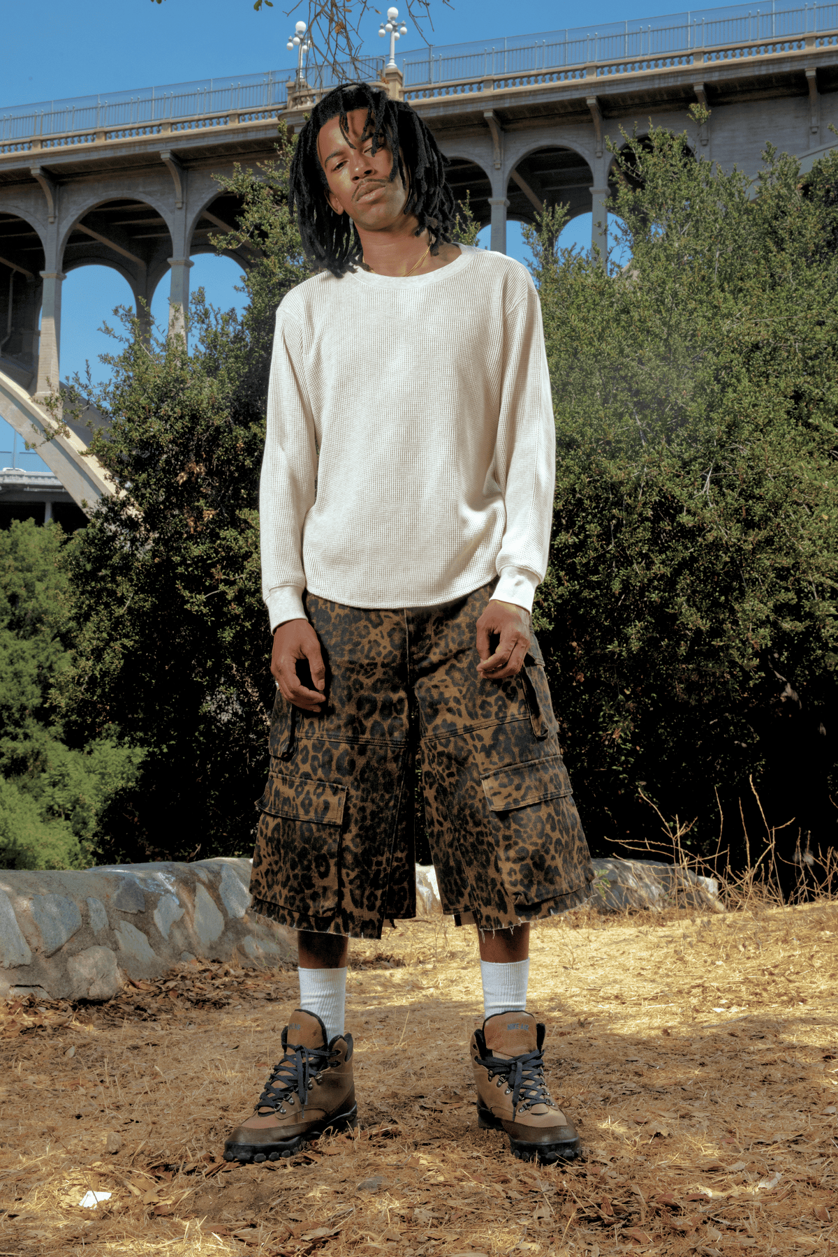 Leopard Baggy Cargo Shorts