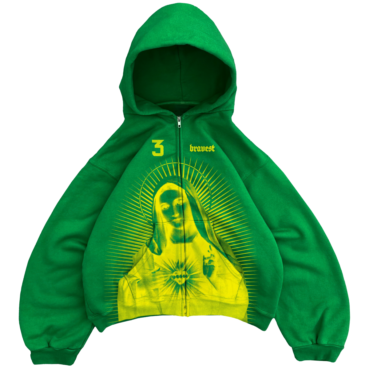 Green Mary Zip Up Hoodie