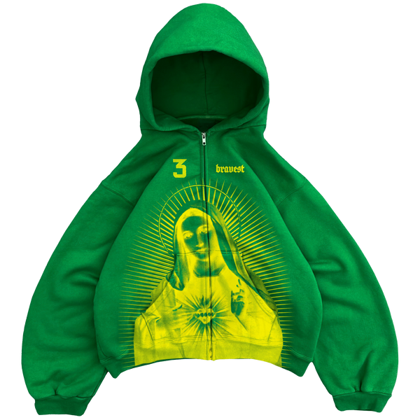 Green Mary Zip Up Hoodie – Bravest Studios