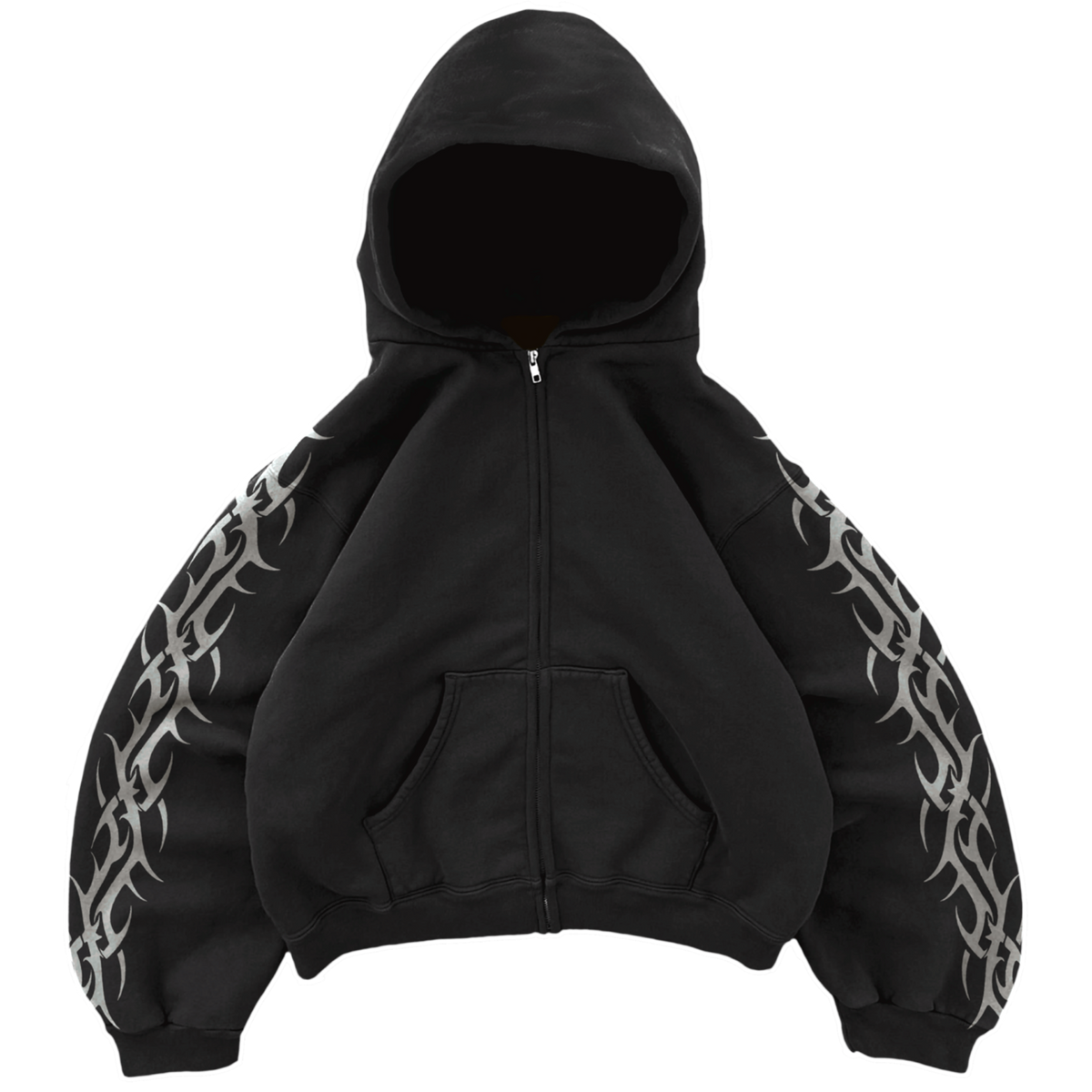 Black Tribal Zip Up Hoodie