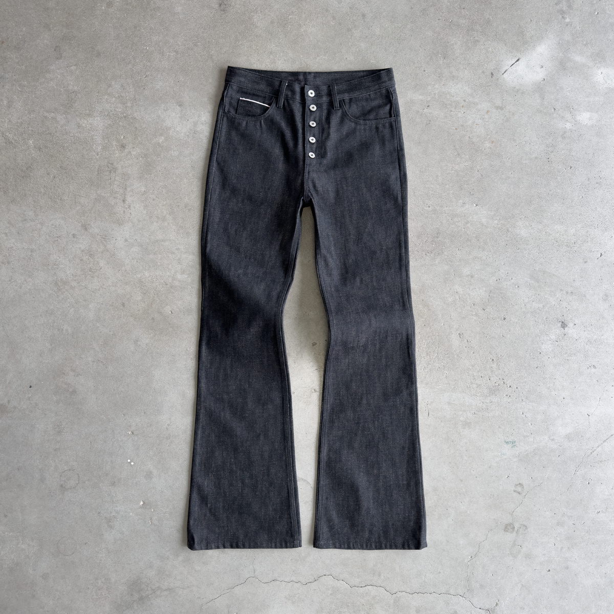 Black Raw Flare Denim