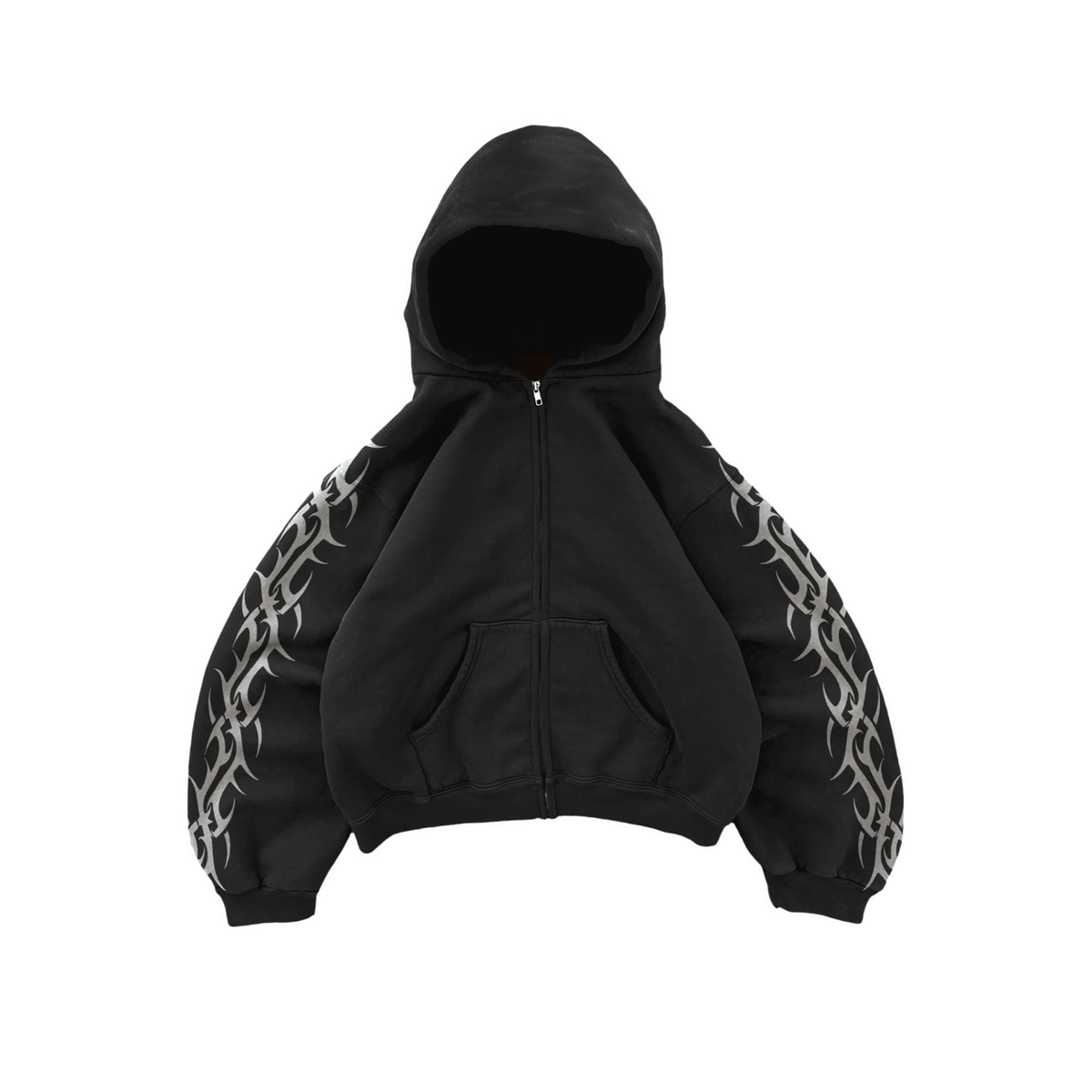 Black Tribal Zip Up Hoodie
