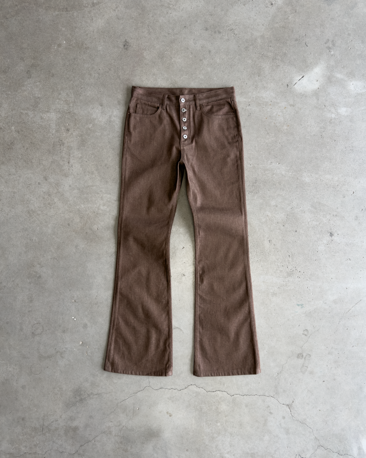 Brown Raw Flare Denim
