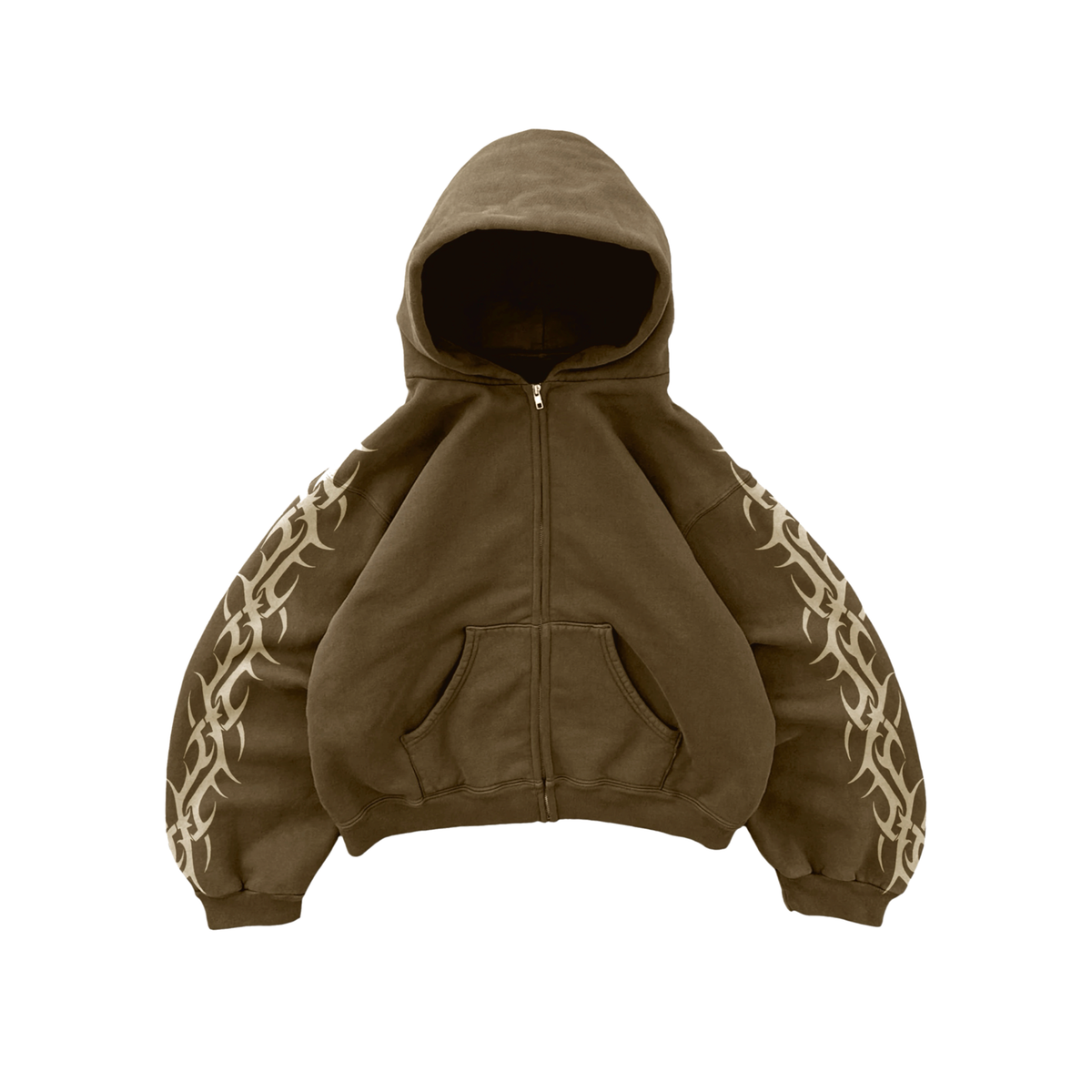 Brown Tribal Zip Up Hoodie