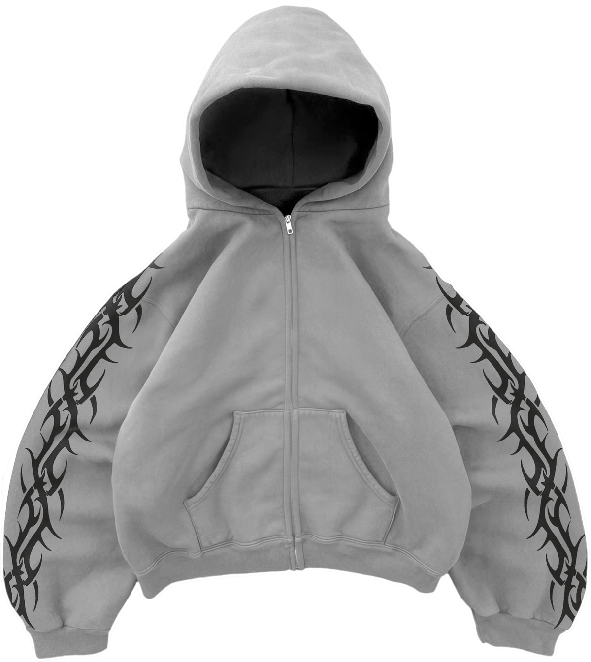 Grey Tribal Zip Up Hoodie