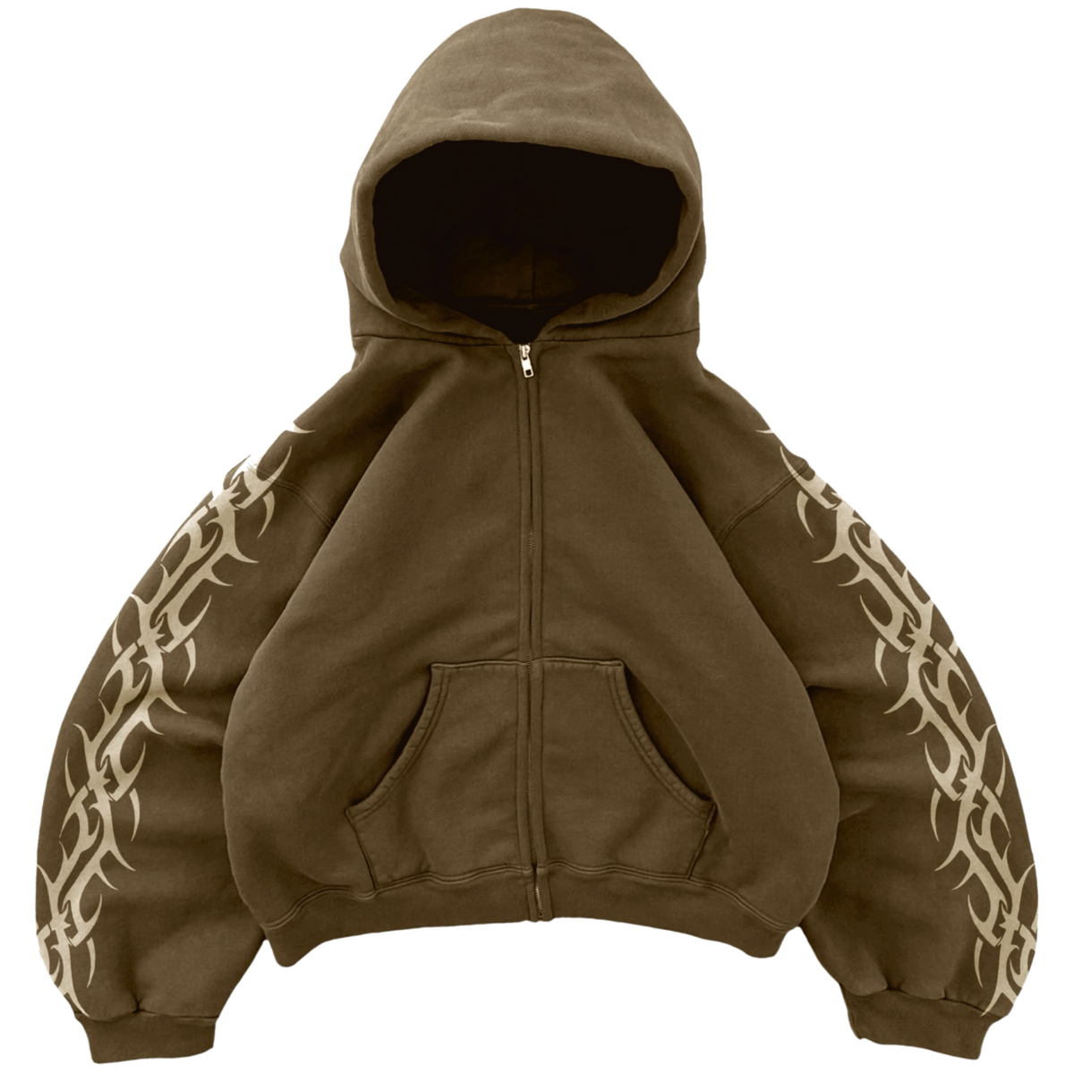 Brown Tribal Zip Up Hoodie