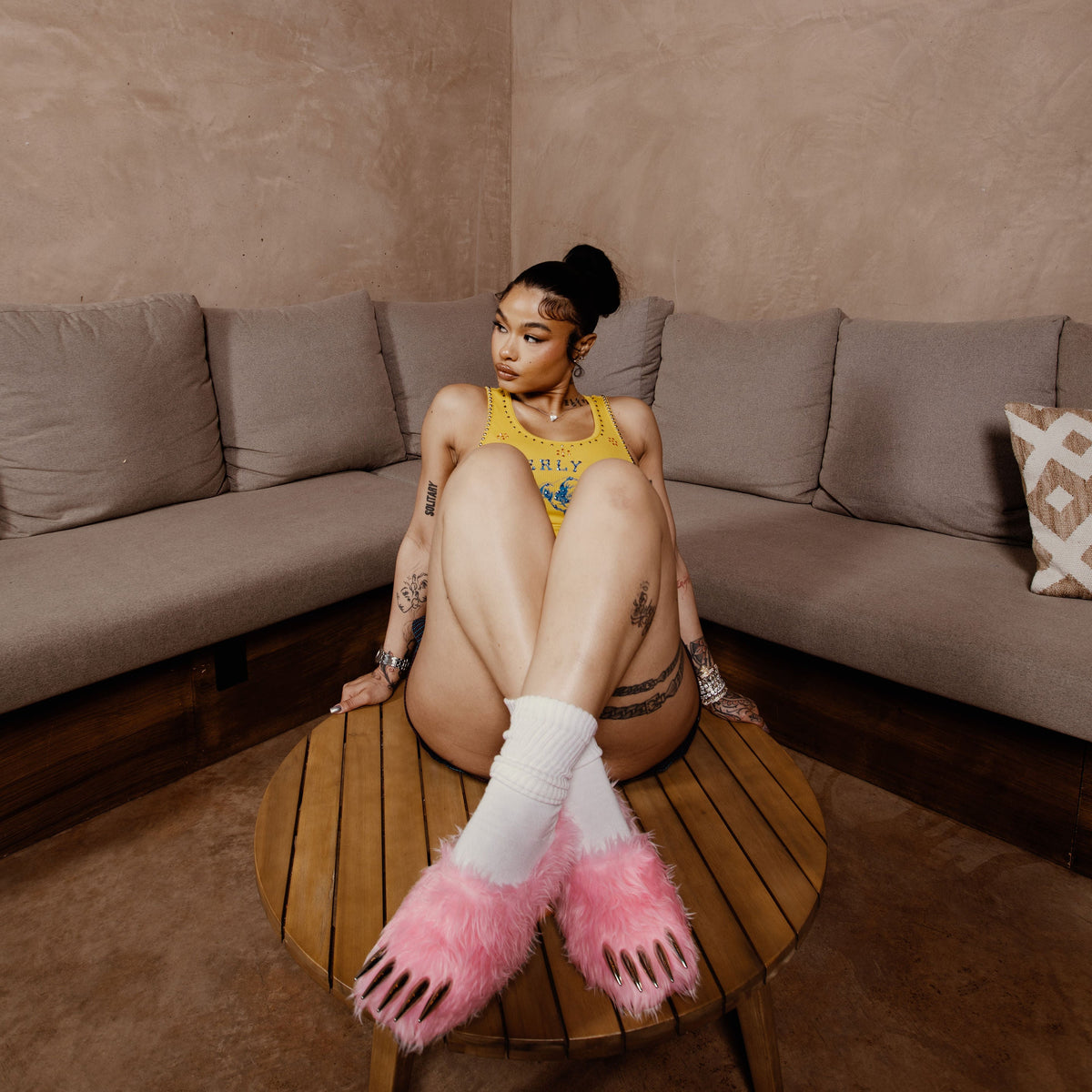 Pink Bear Claw Mules