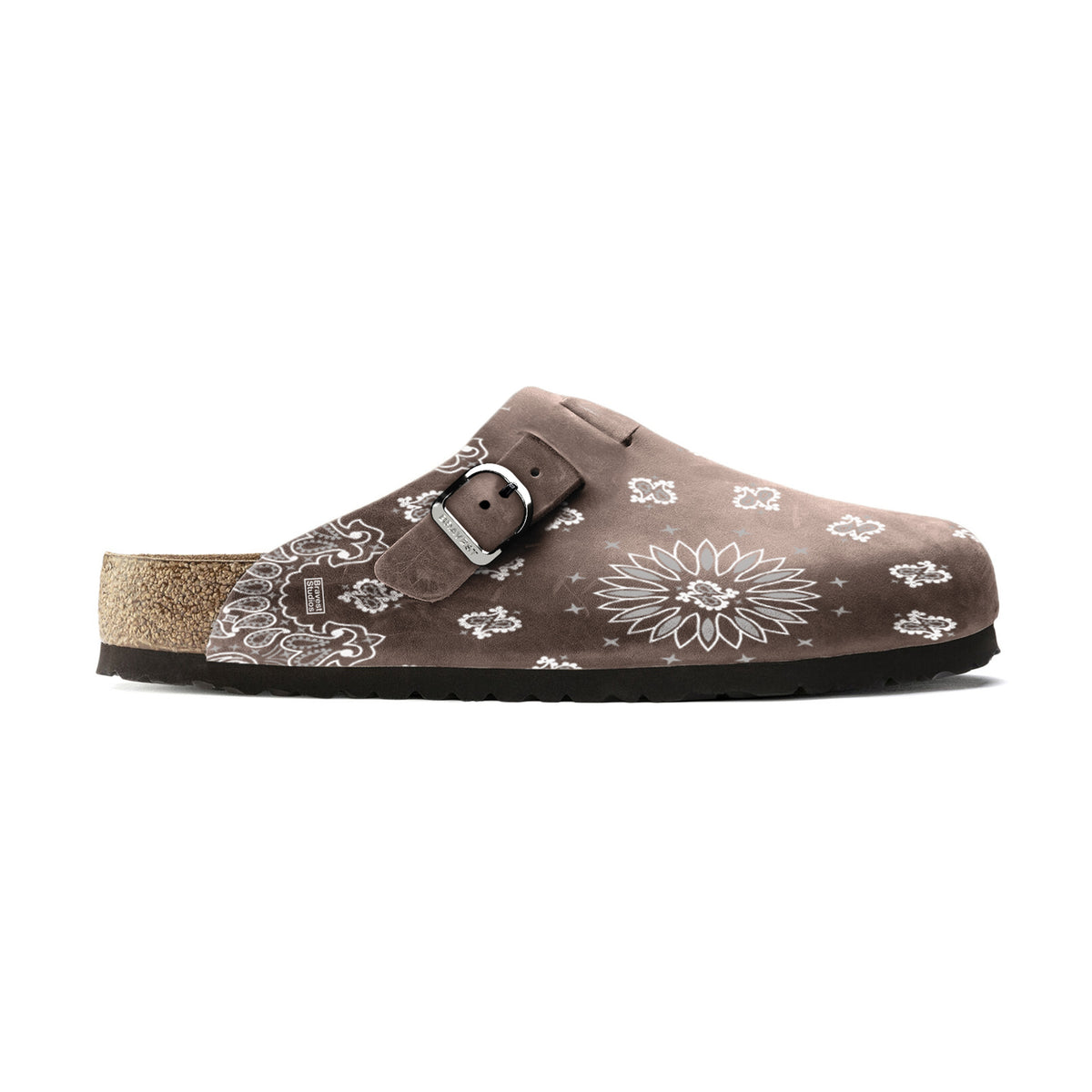 Chocolate Suede Paisley Clogs