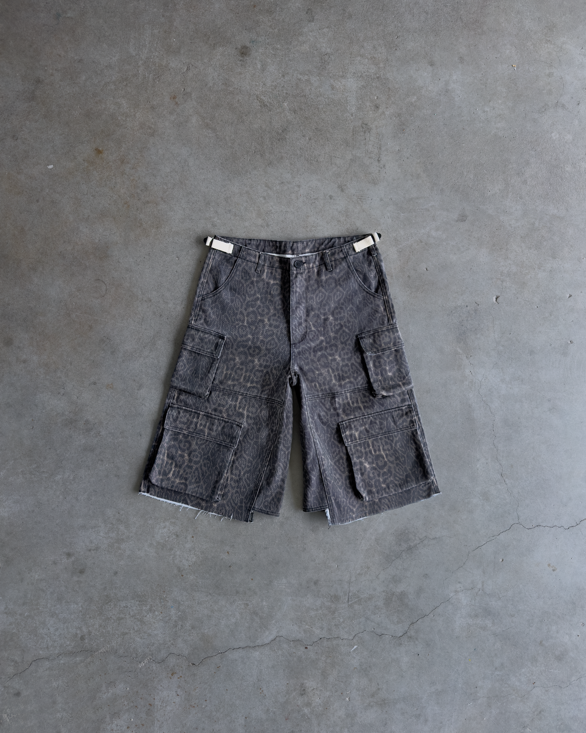 Dark Leopard Baggy Cargo Shorts