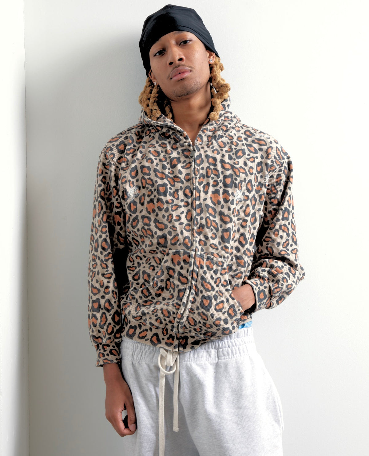 Orange Leopard Thermal Zip Hoodie