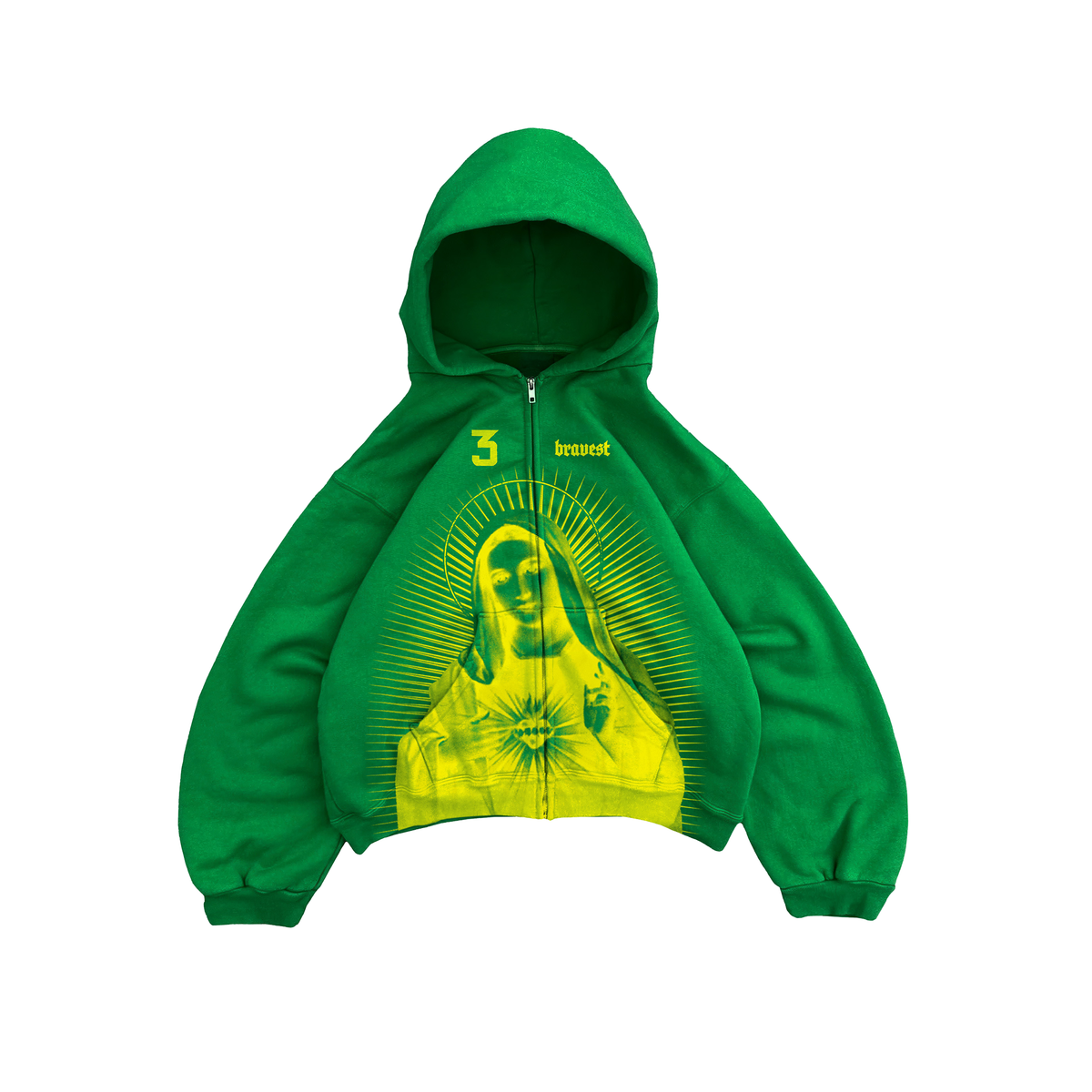 Green Mary Zip Up Hoodie