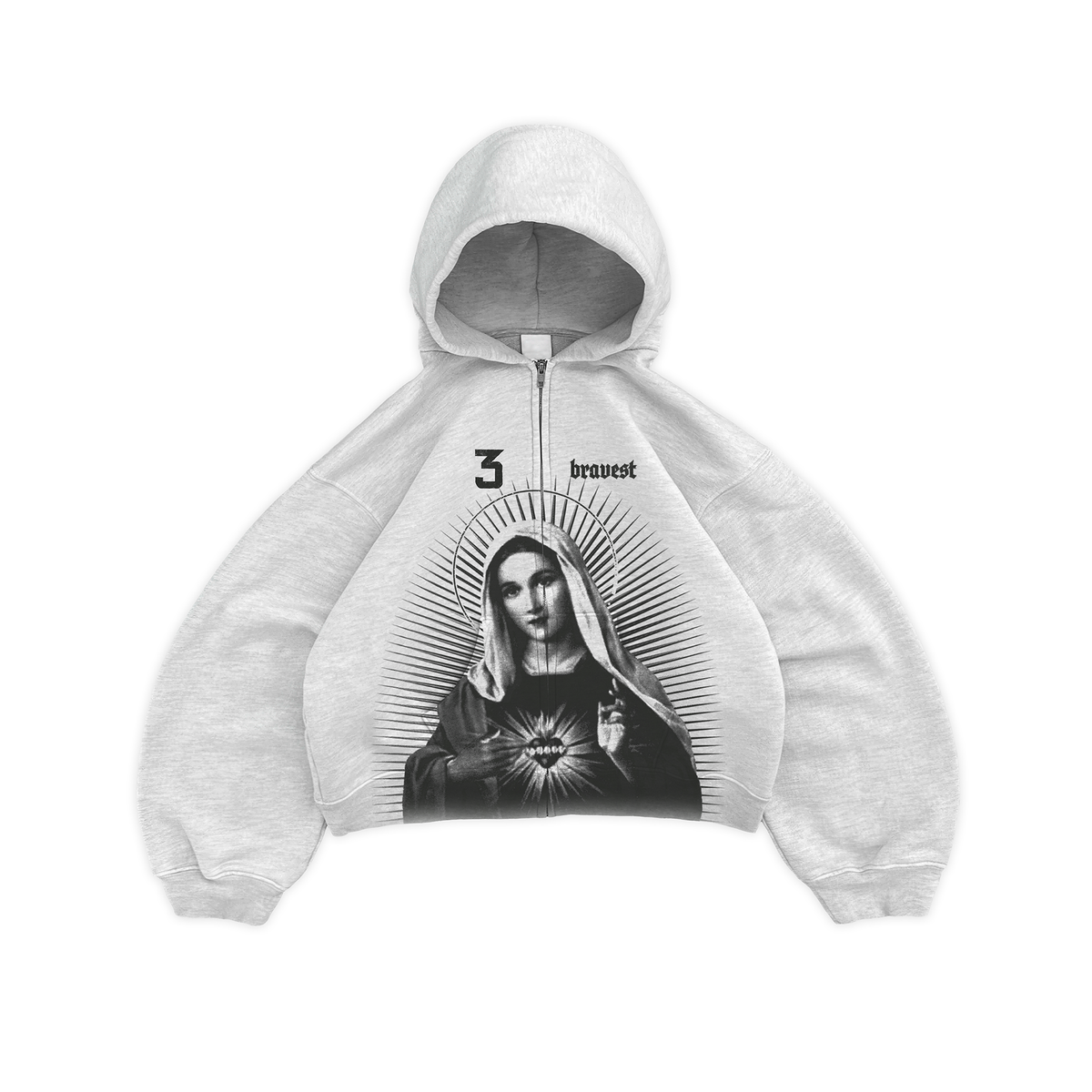 Grey Mary Zip Up Hoodie