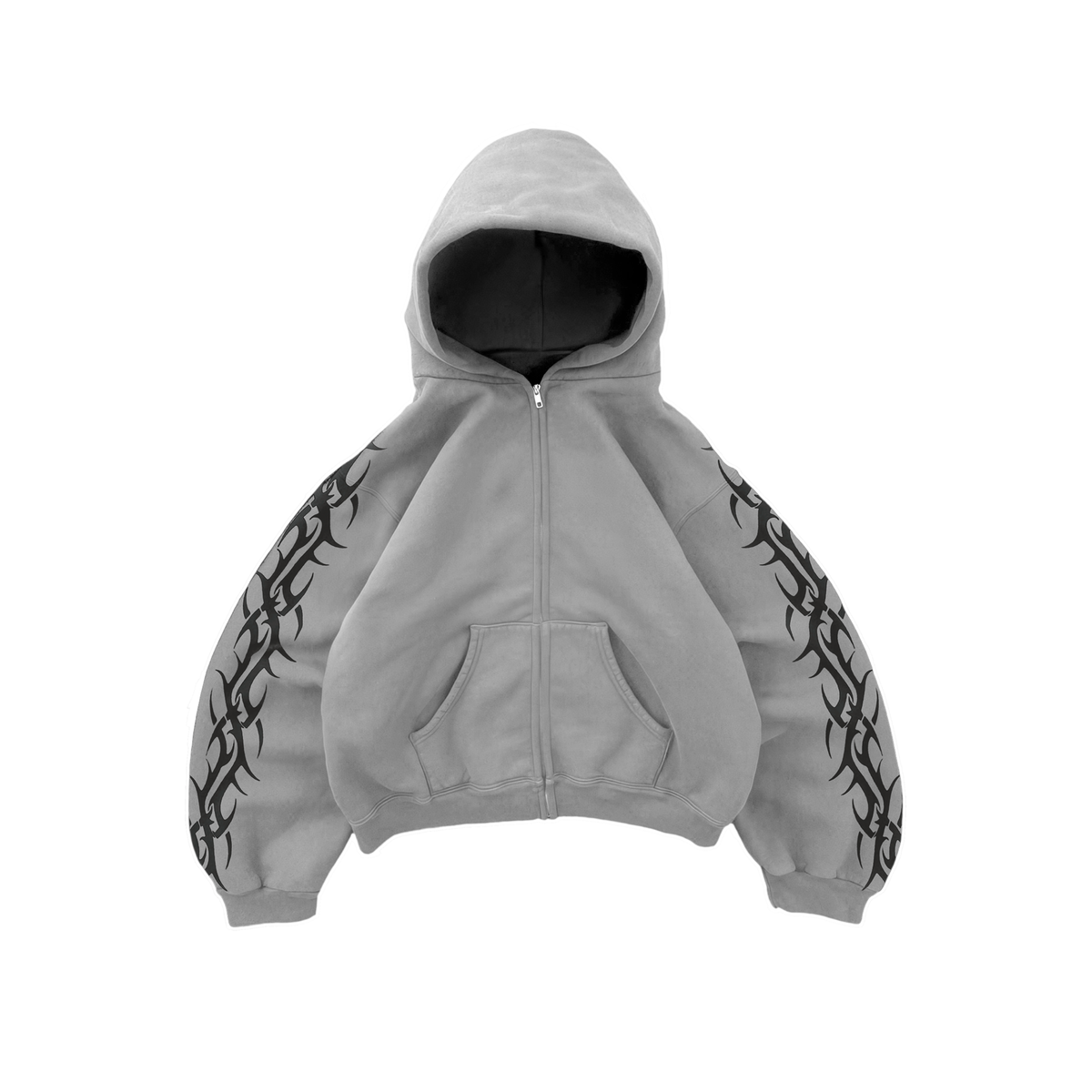 Grey Tribal Zip Up Hoodie