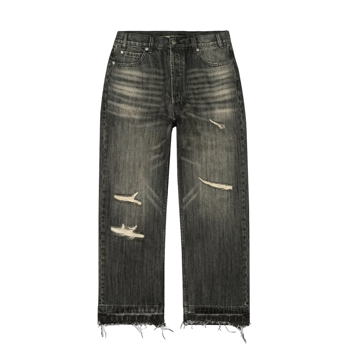 Vintage Black Thrashed Denim