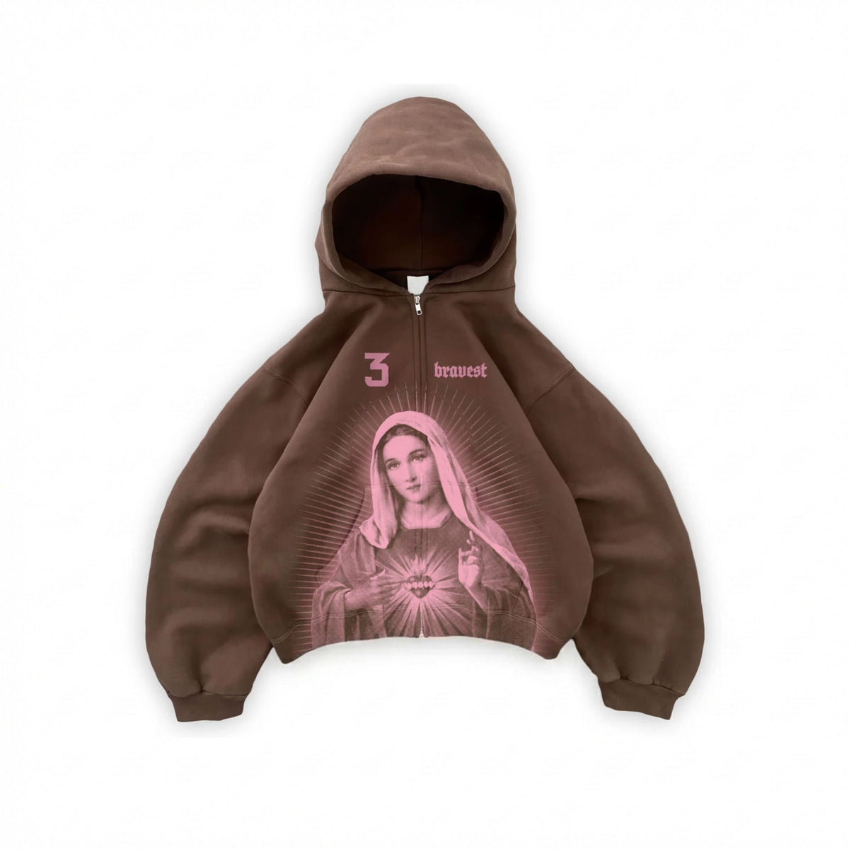 Brown Mary Zip Up Hoodie (UPGRADED)