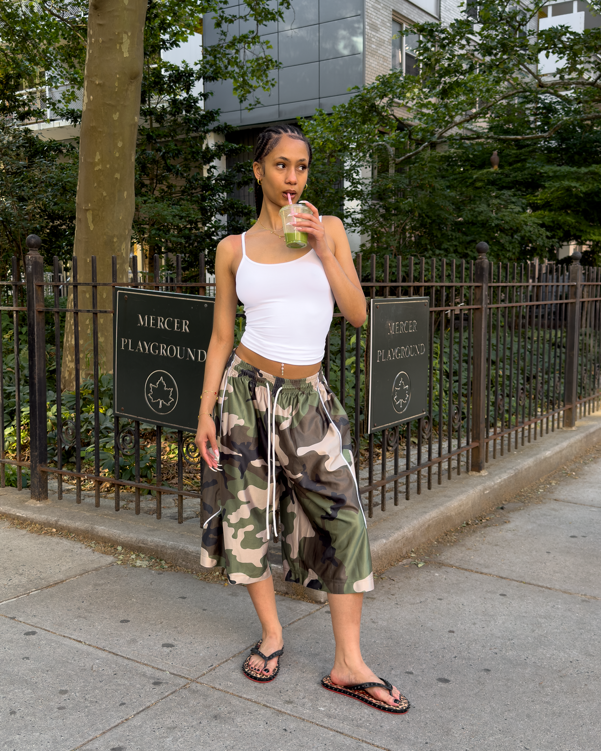 Green Camo Baggy Basketball Shorts