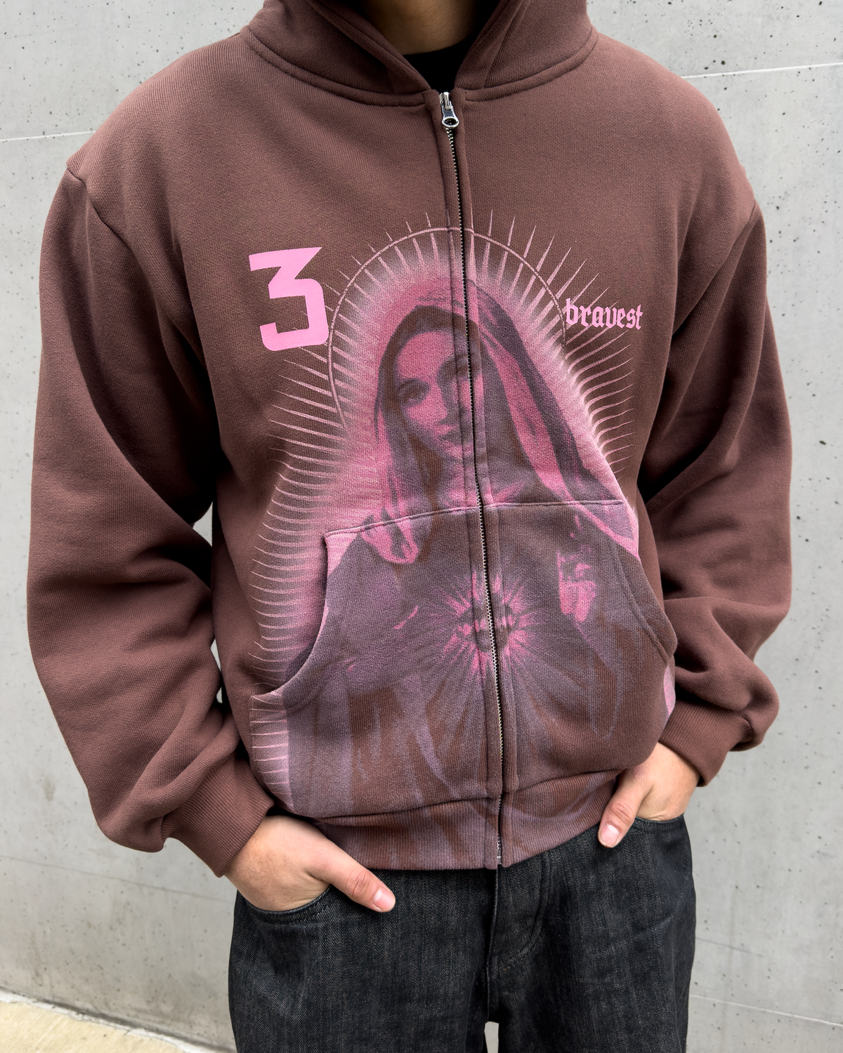 Brown Mary Zip Up Hoodie (UPGRADED)