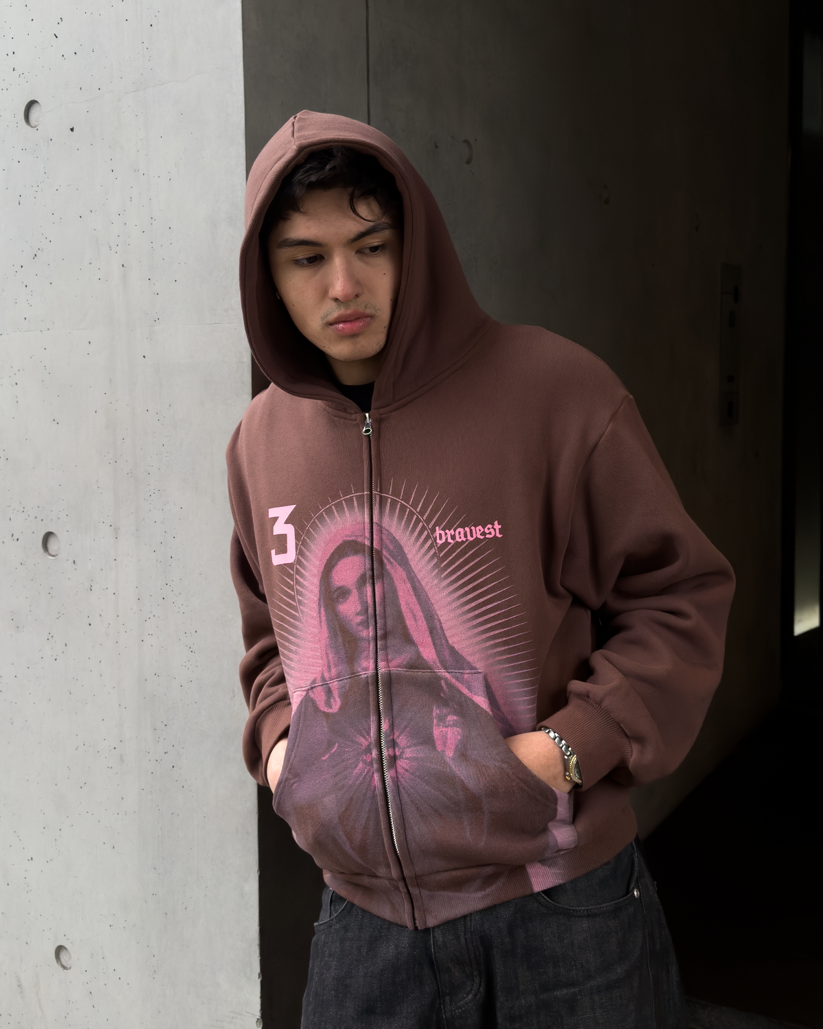 Brown Mary Zip Up Hoodie (UPGRADED)