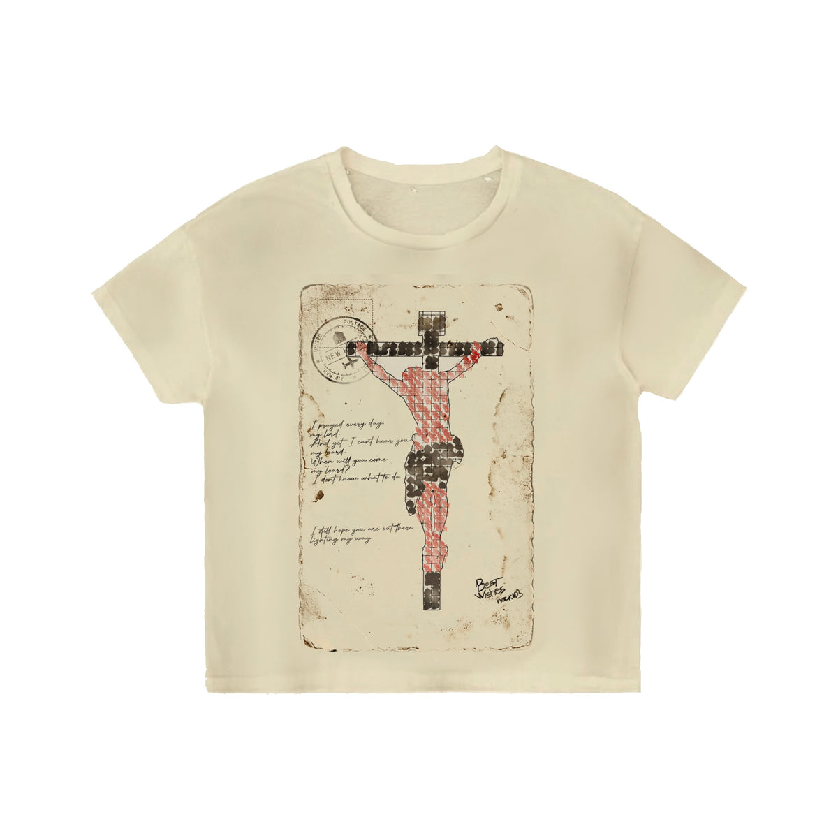 Jesus Postcard Tee Cream