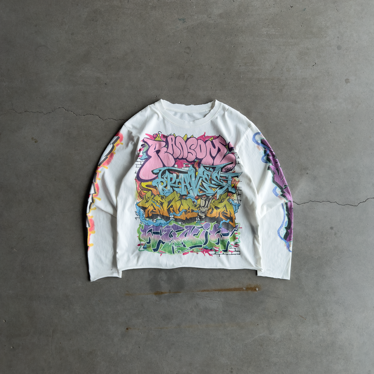 White Graf Long Sleeve Tee – Bravest Studios White Graf Long Sleeve Tee – Bravest Studios