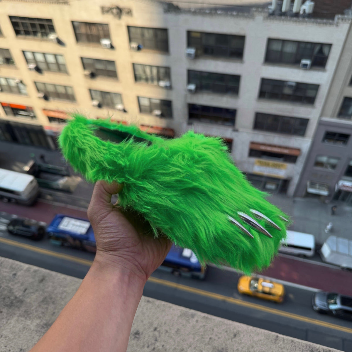 Neon Green Bear Claw Mules