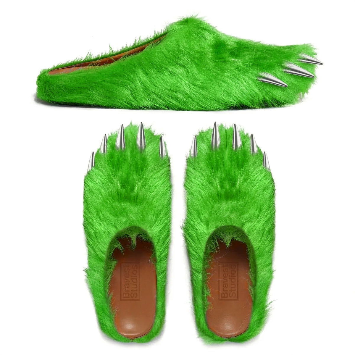 Neon Green Bear Claw Mules