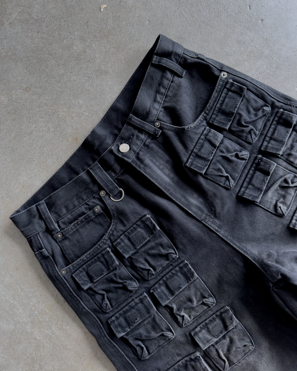 Black Multi Pocket Baggy Cargo Shorts