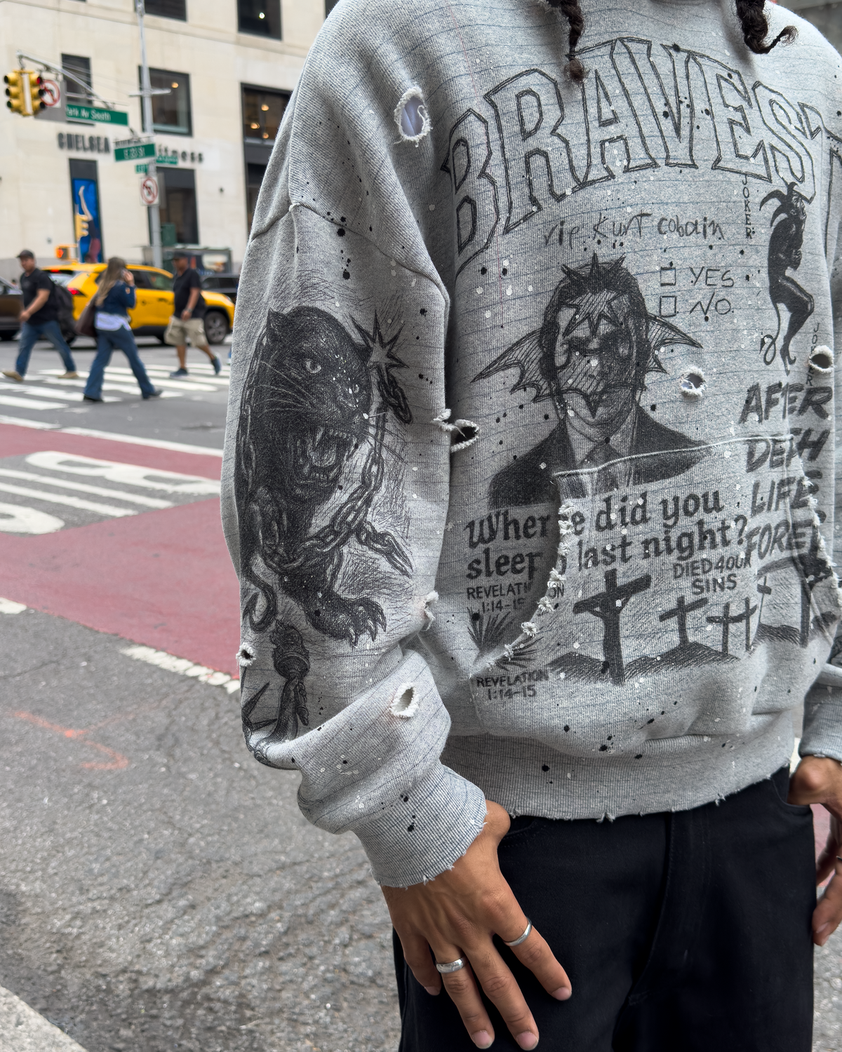 Grey Sketch Vintage Hoodie