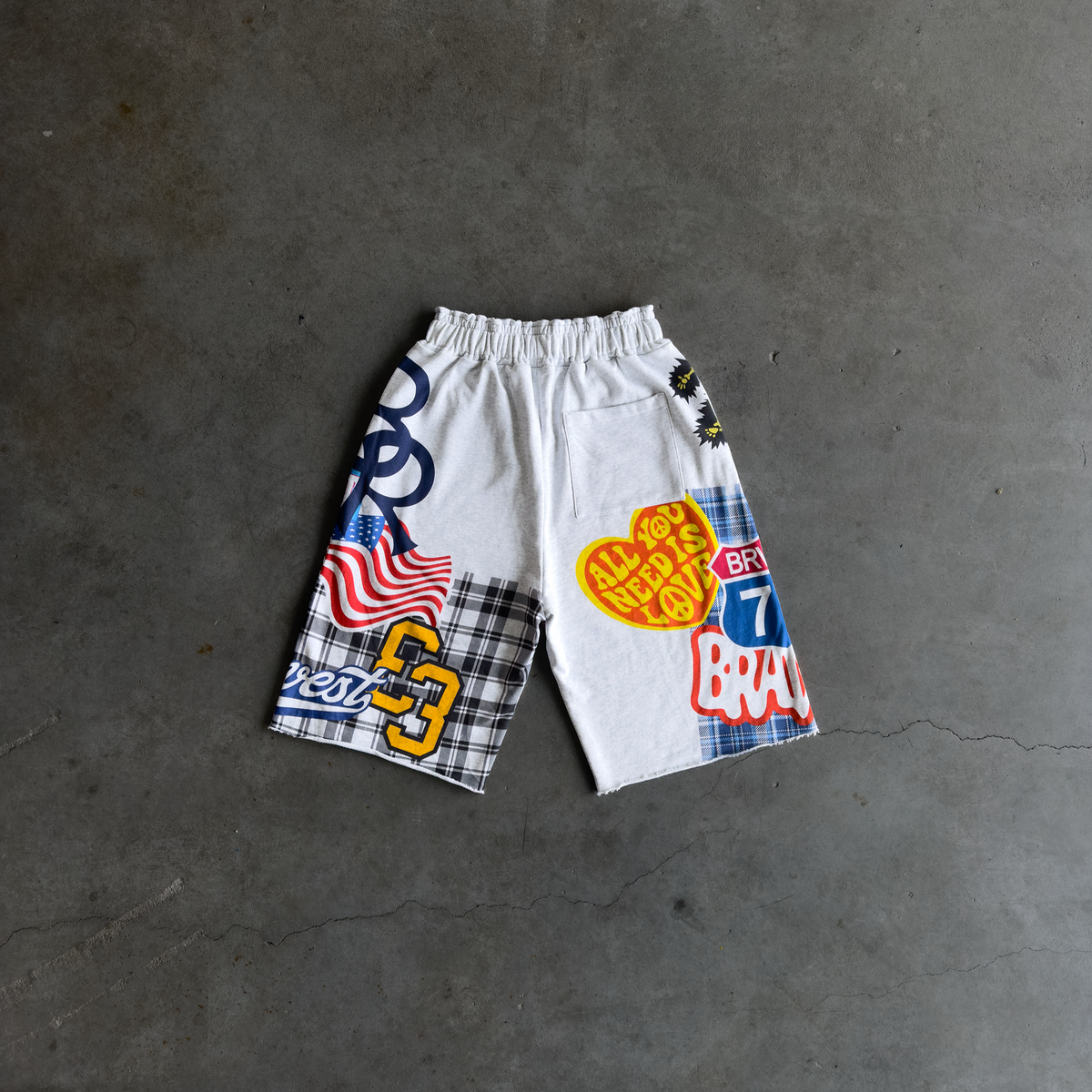 Grey Patchwork Baggy Sweatshorts