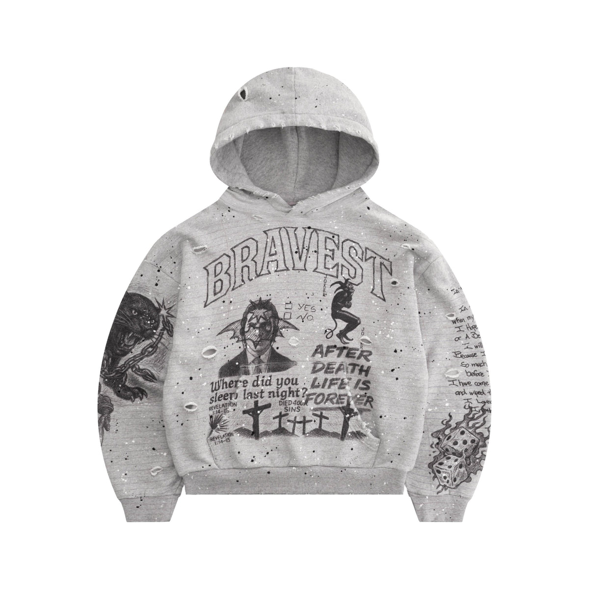 Grey Sketch Vintage Hoodie