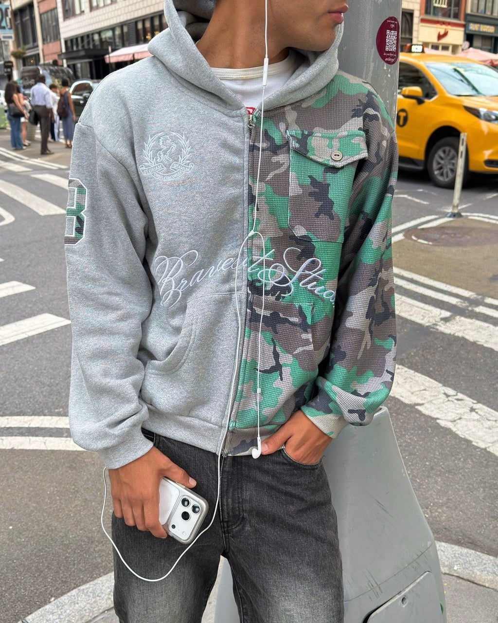 Half Camo Zip Hoodie