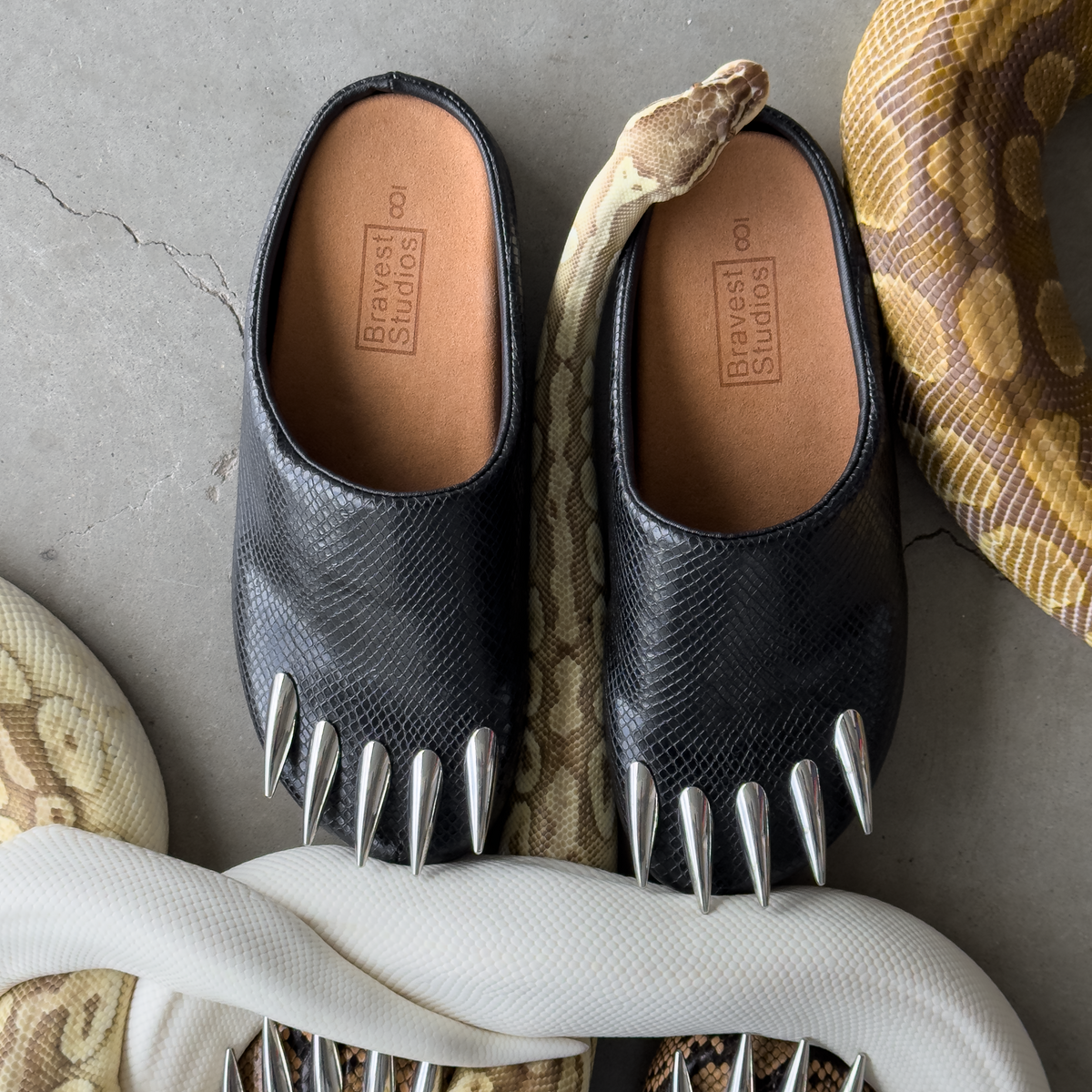 Snakeskin Claw Mules (Two Colorways)